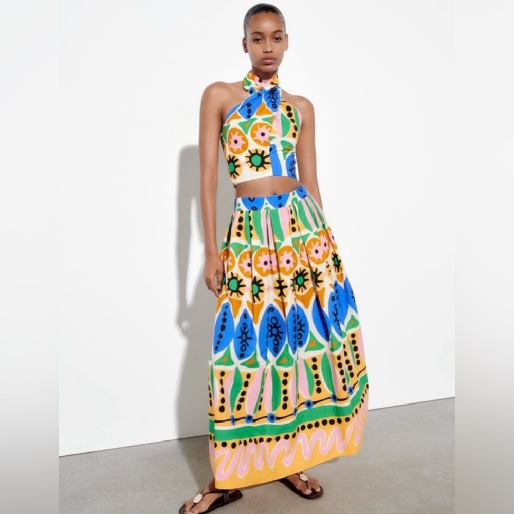 Colorful Patterned Women's Skirt and halter top